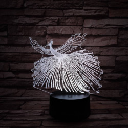 Páva 7 színű 3D led lámpa