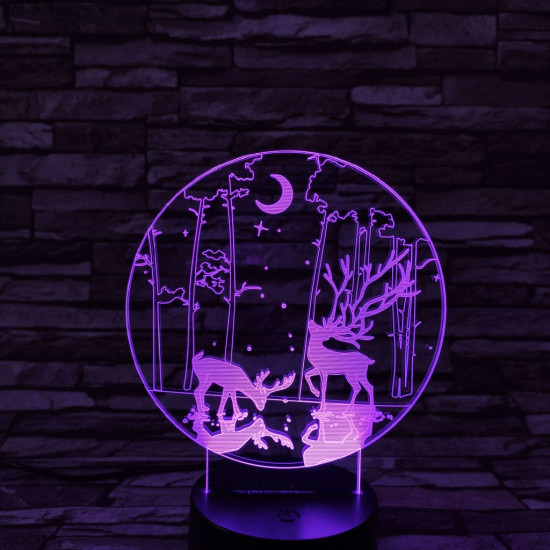Két szarvas 7 színű 3D led lámpa