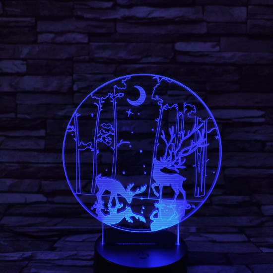 Két szarvas 7 színű 3D led lámpa
