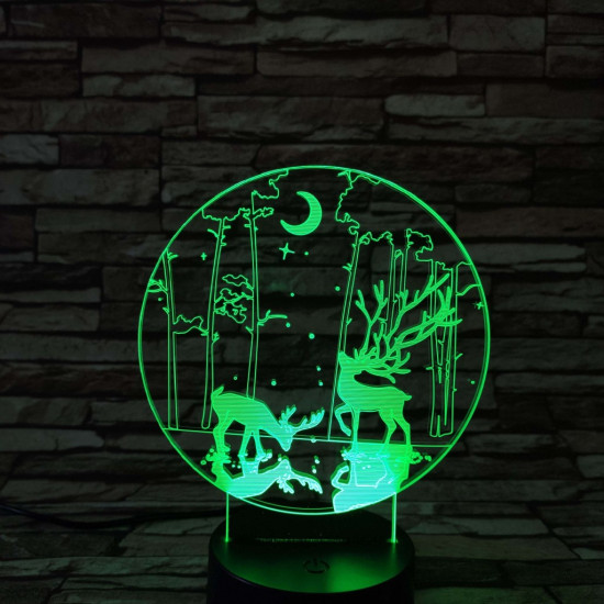 Két szarvas 7 színű 3D led lámpa