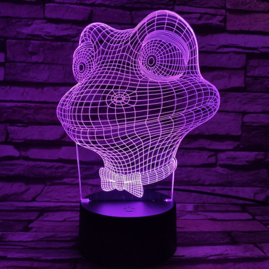 Béka fej 7 színű 3D led lámpa