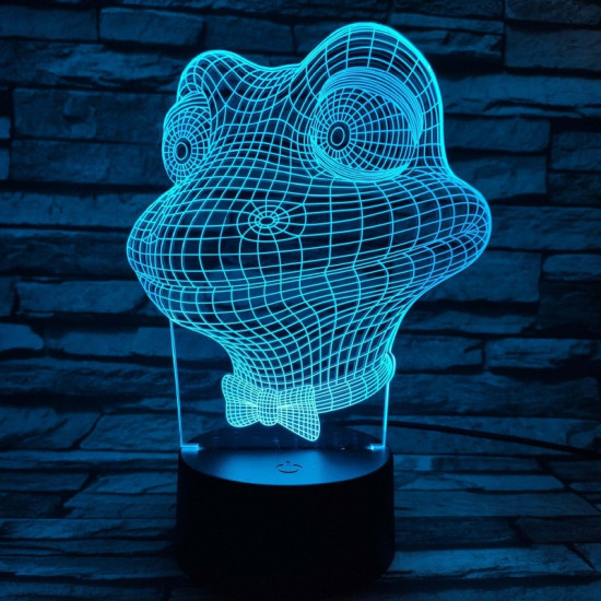 Béka fej 7 színű 3D led lámpa