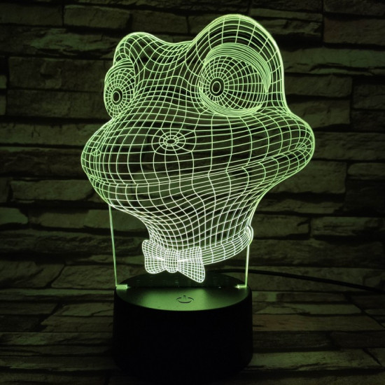 Béka fej 7 színű 3D led lámpa