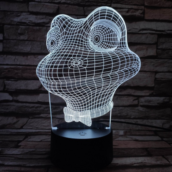Béka fej 7 színű 3D led lámpa