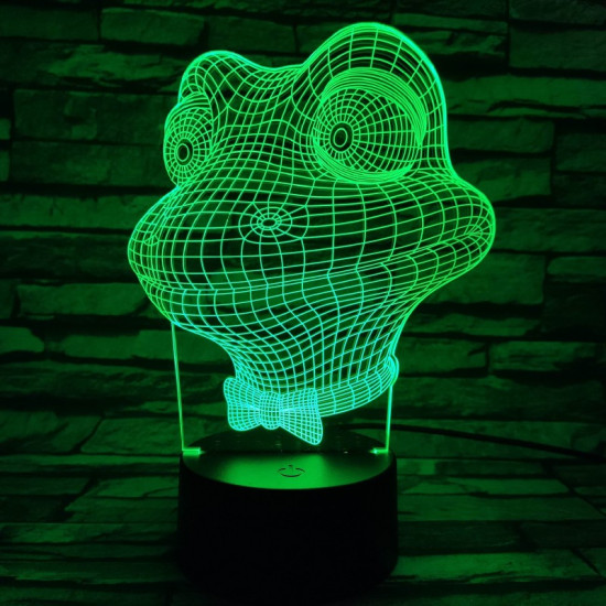 Béka fej 7 színű 3D led lámpa