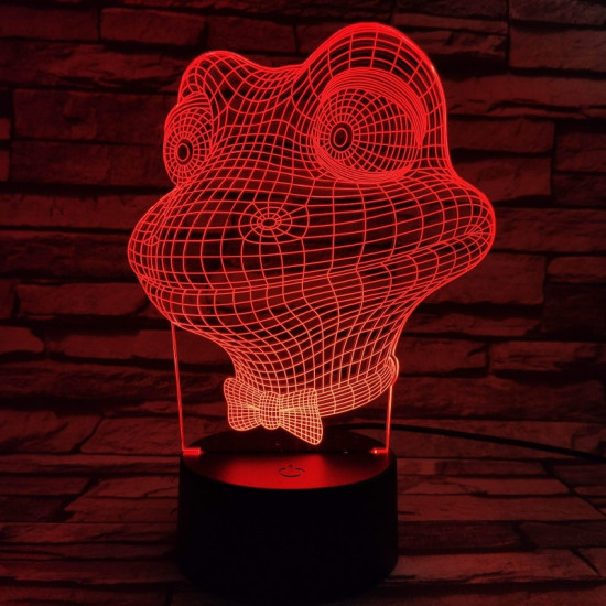 Béka fej 7 színű 3D led lámpa