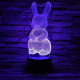 Nyuszi  7 színű 3D led lámpa