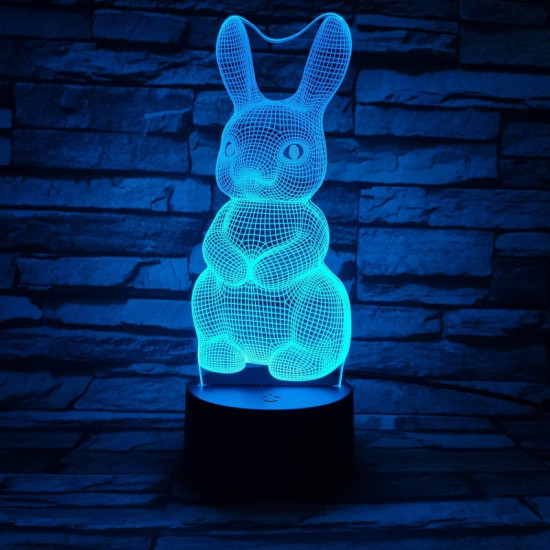 Nyuszi  7 színű 3D led lámpa