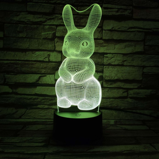 Nyuszi  7 színű 3D led lámpa