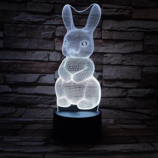 Nyuszi  7 színű 3D led lámpa
