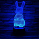 Nyuszi  7 színű 3D led lámpa