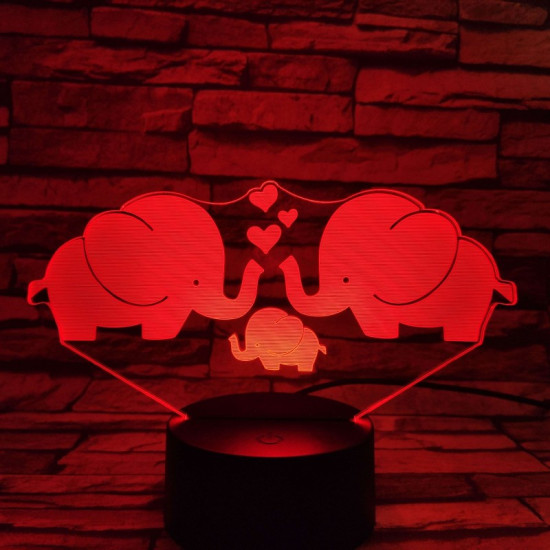 Elefánt család 7 színű 3D led lámpa