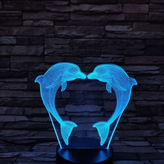 Delfin szív 7 színű 3D led lámpa