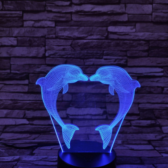Delfin szív 7 színű 3D led lámpa