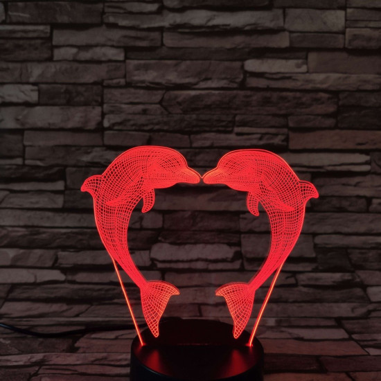 Delfin szív 7 színű 3D led lámpa