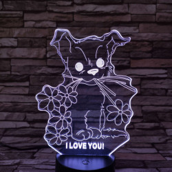 Kiskutya virág 7színű 3D led lámpa