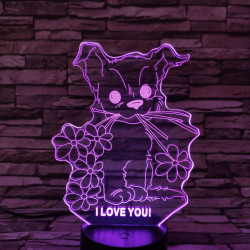Kiskutya virág 7színű 3D led lámpa