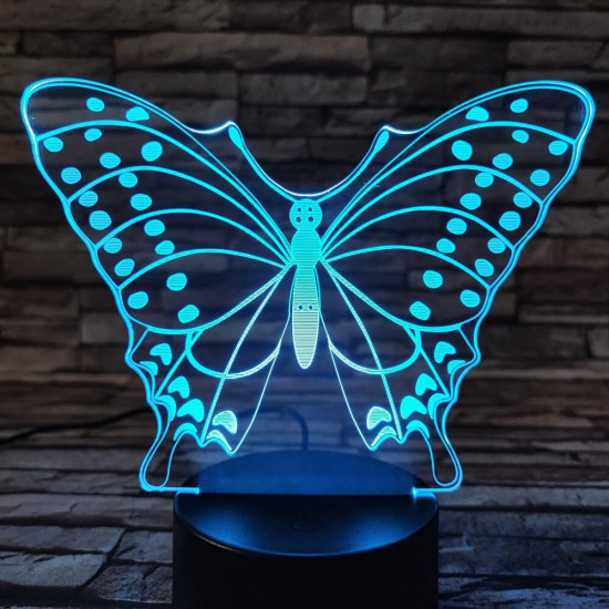 Pillangó pihen  7 színű 3D led lámpa