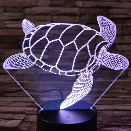 Teknős úszik 7 színű 3D led lámpa