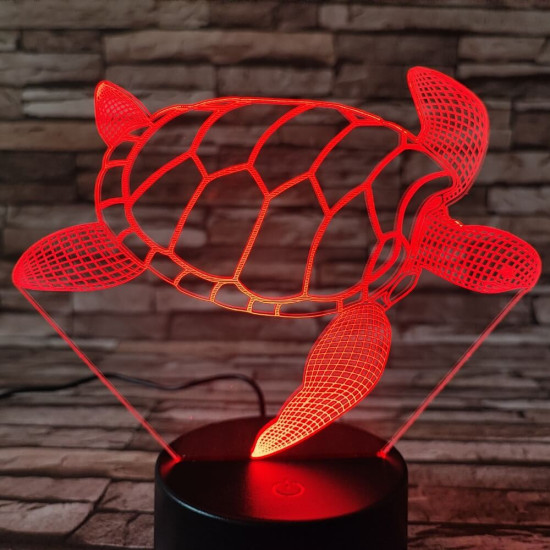 Teknős úszik 7 színű 3D led lámpa