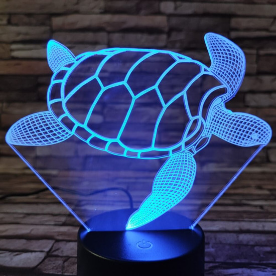 Teknős úszik 7 színű 3D led lámpa