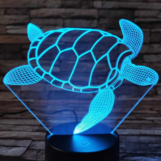 Teknős úszik 7 színű 3D led lámpa