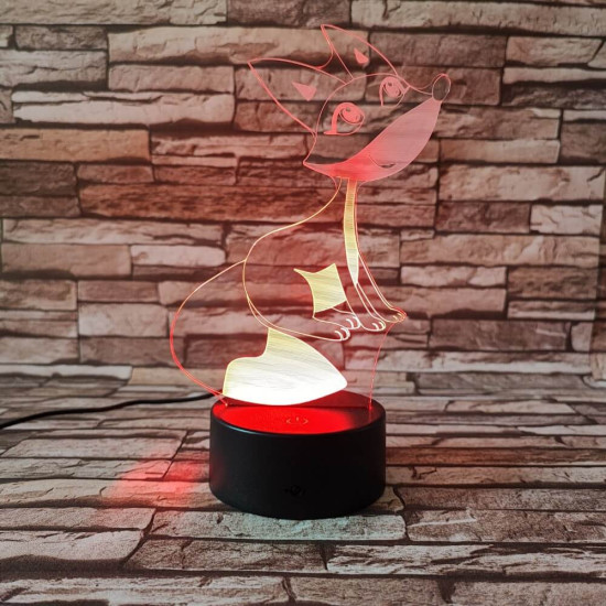 Róka mosoly 7 színű 3D led lámpa