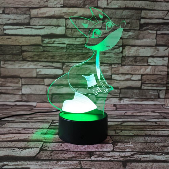 Róka mosoly 7 színű 3D led lámpa