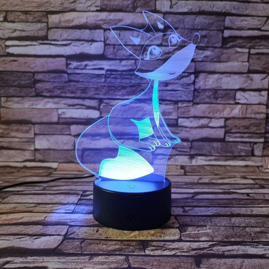 Róka mosoly 7 színű 3D led lámpa