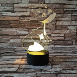 Róka mosoly 7 színű 3D led lámpa