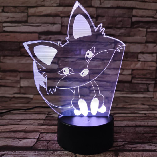 Róka bébi 7 színű 3D led lámpa