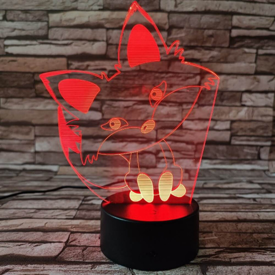 Róka bébi 7 színű 3D led lámpa