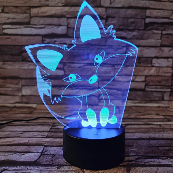 Róka bébi 7 színű 3D led lámpa
