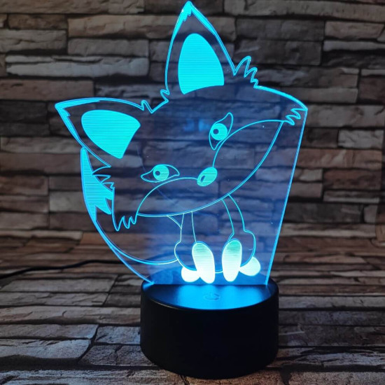 Róka bébi 7 színű 3D led lámpa