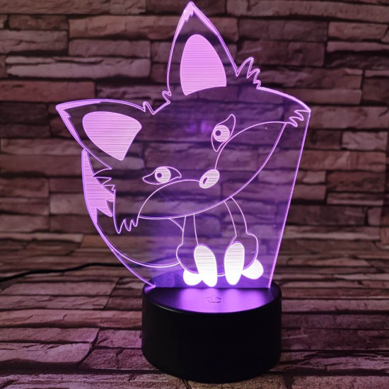 Róka bébi 7 színű 3D led lámpa