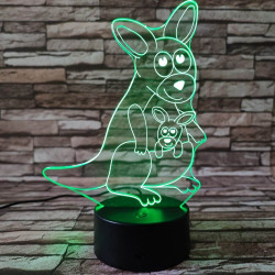 Kenguru mama kölykével 7 színű 3D led lámpa