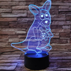 Kenguru mama kölykével 7 színű 3D led lámpa