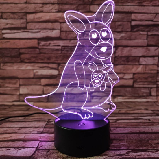 Kenguru mama kölykével 7 színű 3D led lámpa