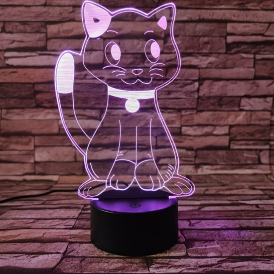 Kíváncsi cica 3D led lámpa