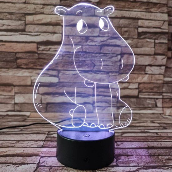 Víziló szégyenlős 3D led lámpa