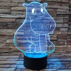 Víziló szégyenlős 3D led lámpa