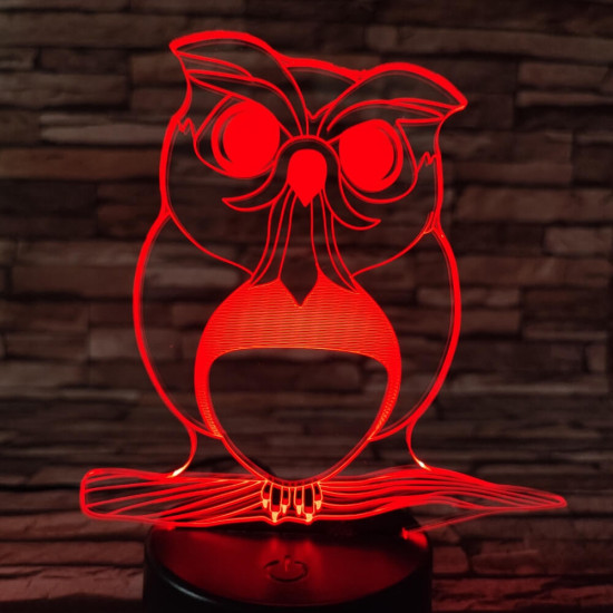 Bagoly 4 7 színű 3D led lámpa