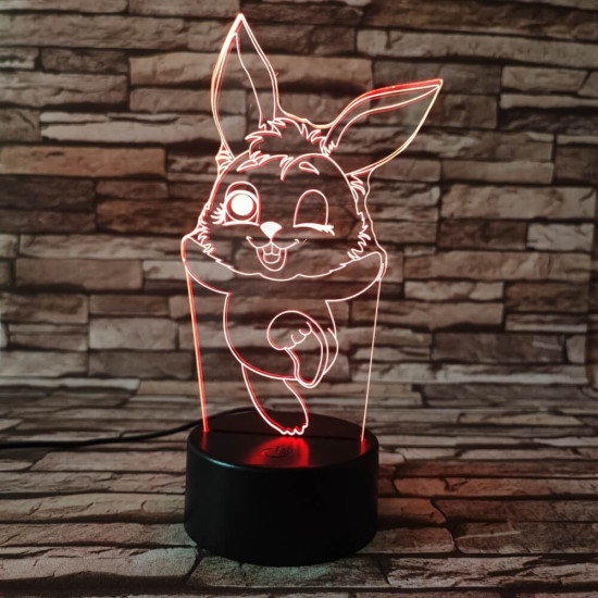 Nyuszi 4 7 színű 3D led lámpa