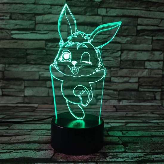 Nyuszi 4 7 színű 3D led lámpa