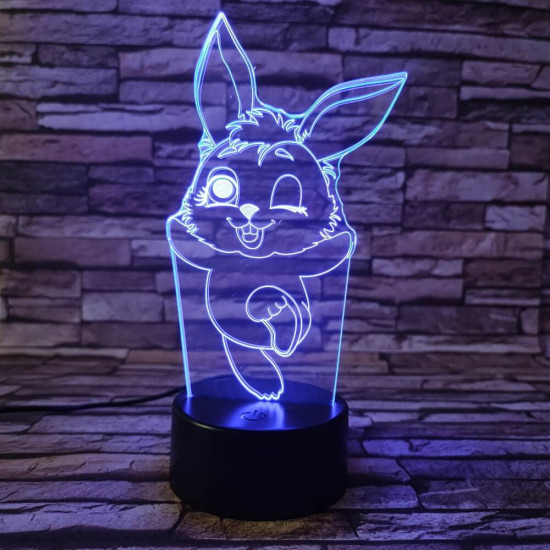 Nyuszi 4 7 színű 3D led lámpa
