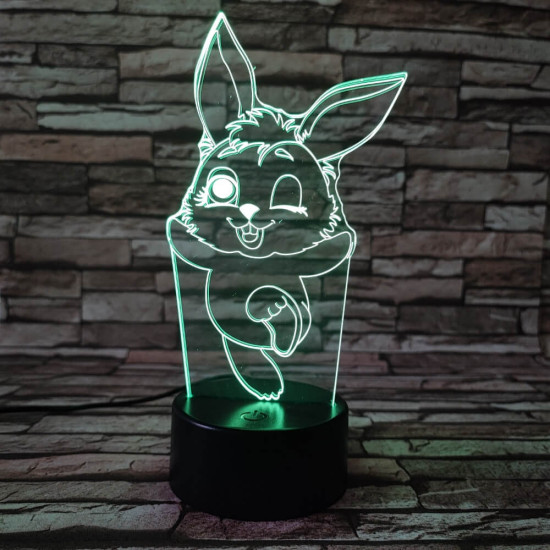 Nyuszi 4 7 színű 3D led lámpa