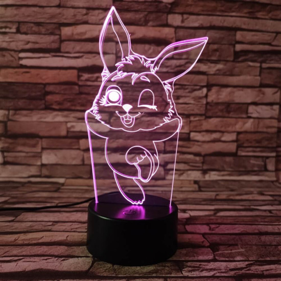 Nyuszi 4 7 színű 3D led lámpa