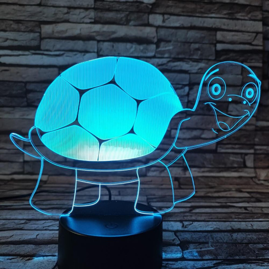 Teknős vidám 7 színű 3D led lámpa