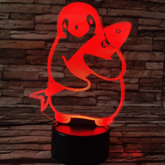 Pingvin 2 7 színű 3D led lámpa