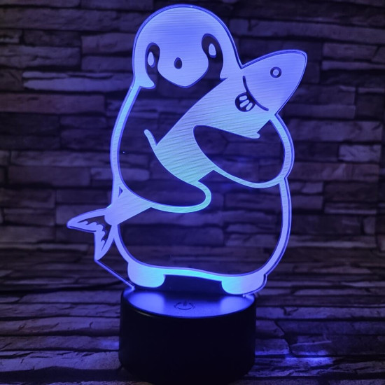 Pingvin 2 7 színű 3D led lámpa